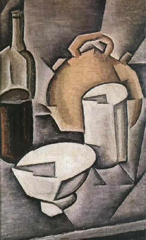 Juan Gris Winebottle and kettle of tile Spain oil painting art